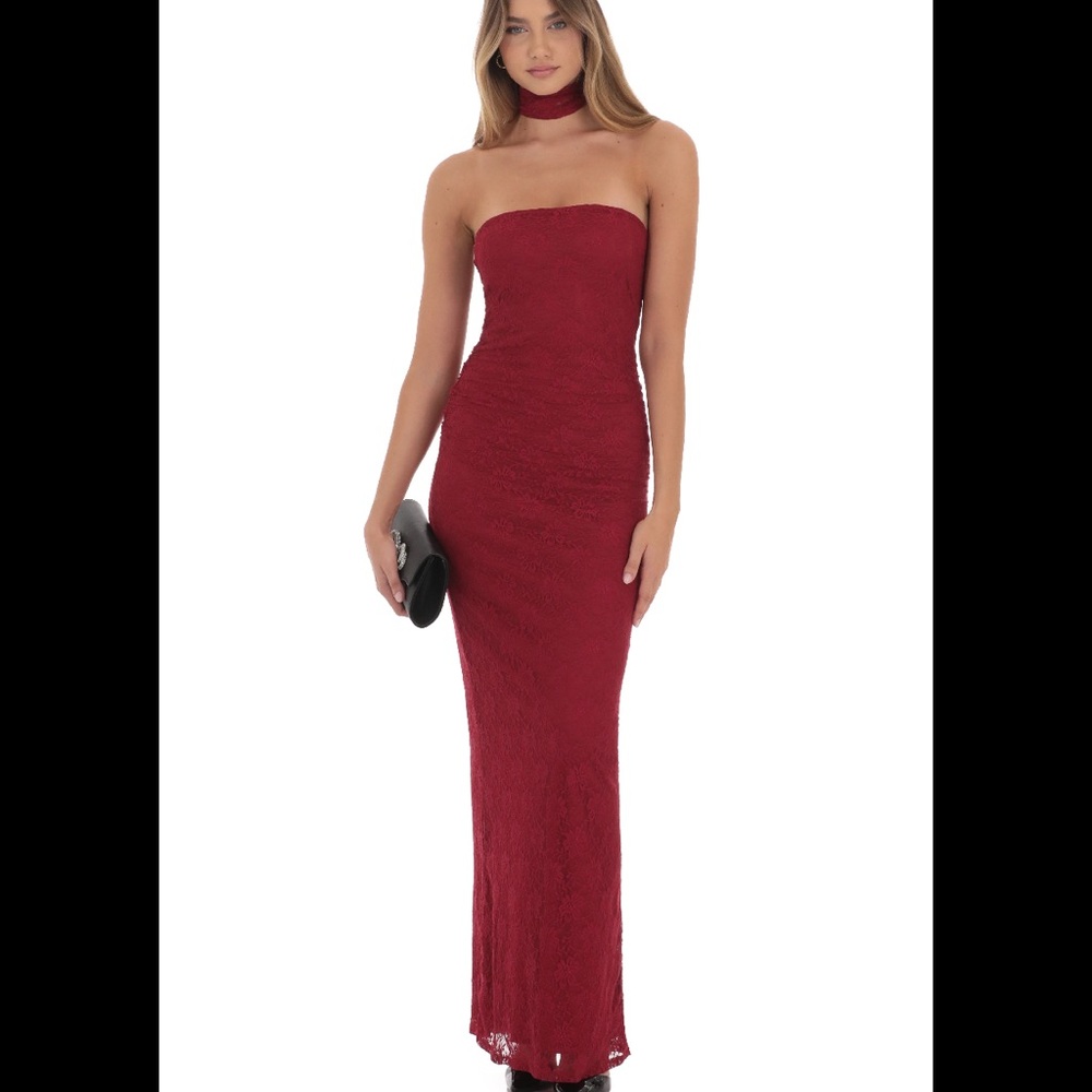 Strapless Lace Red Dress / Lucy In the Sky